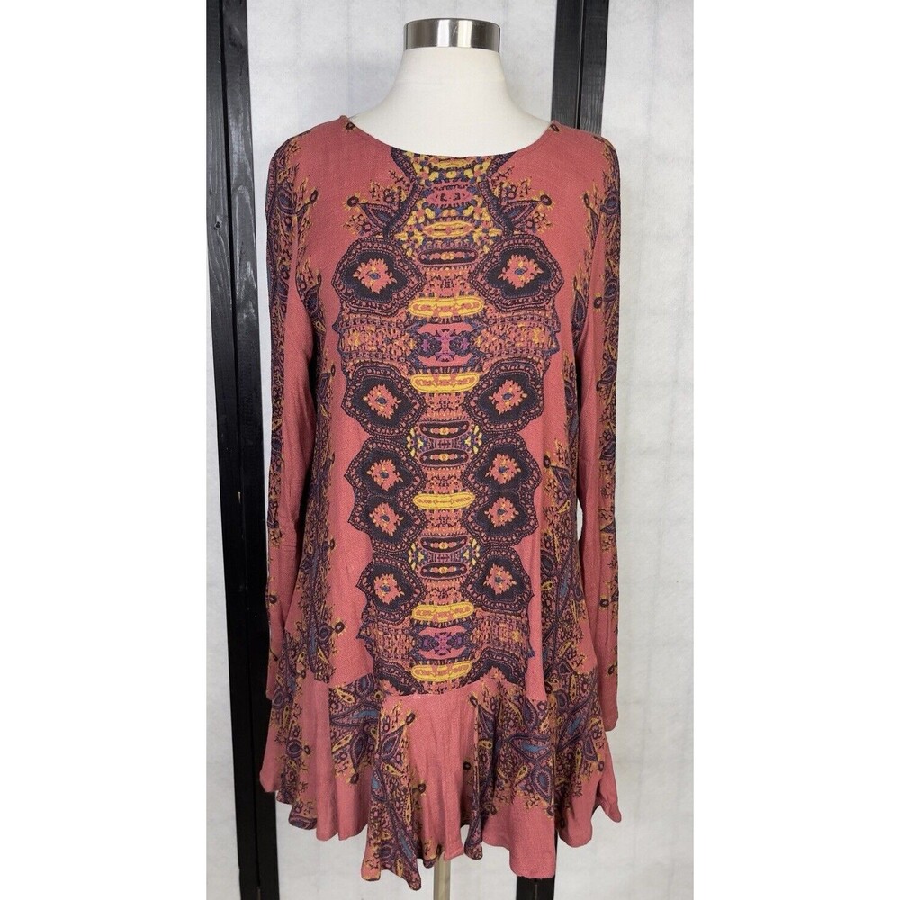 Free People Long Sleeve Mini Open Back Dress. Size : M